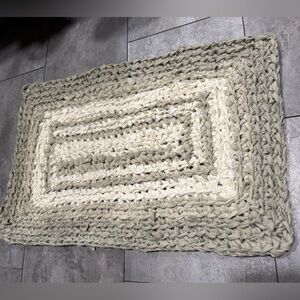 Handmade crocheted rag rug bathroom mat 18x28” rectangular